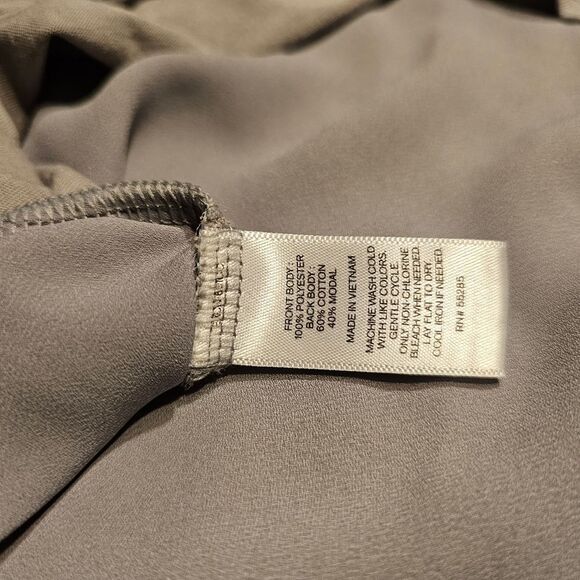 Express Chiffon Front Smocked Goddess Neck Tank Top Grey Silver Medium - Picture 7 of 11